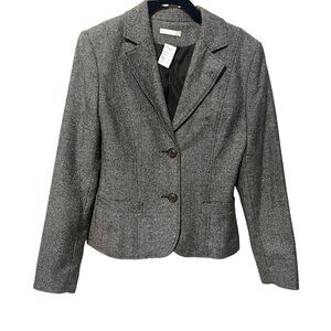 Y2K LA REDOUTE Herringbone Blazer Womens Size 8 Brown Office Academia Jacket